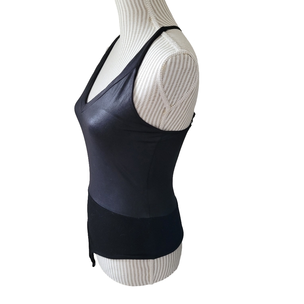 Guess bodysuit small black vegan leather deep vneck halter - Picture 6 of 12